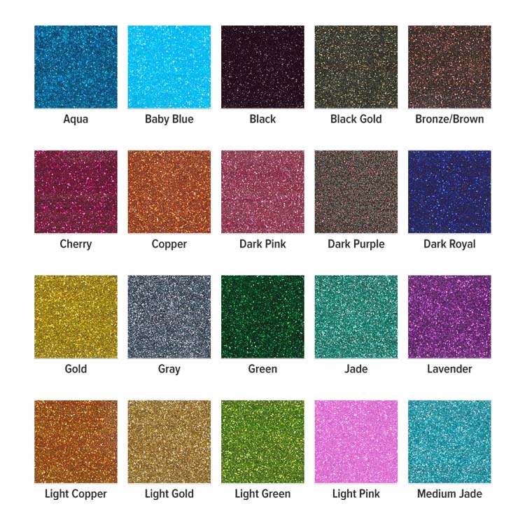 22 Colors Heat Transfer Glitter Vinyl Iron On For clothes Easy To