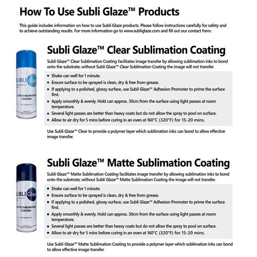 Subli Glaze Products  Heat Transfer Source