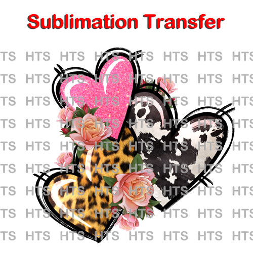 hearts ready to press sublimation iron on transfer