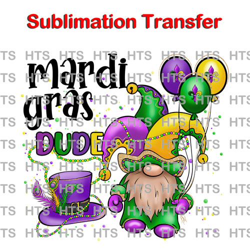 mardi gras squad ready to press sublimation iron on transfer
