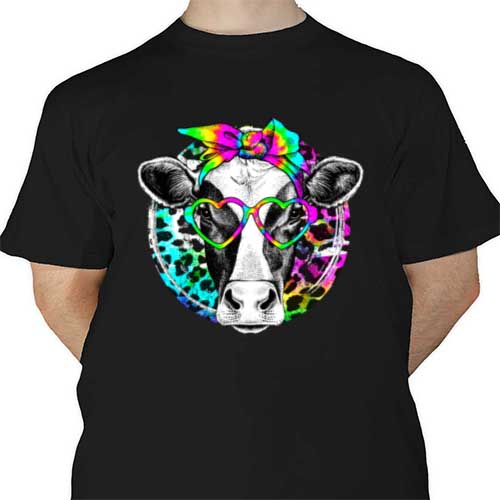 Cow Print Vinyl on a Tie Dye - Embroidery By Design