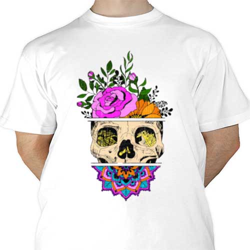 She Blooms Even When Darkness Engulfs Her Sublimation Transfer HTV Transfer  Floral Skull Transfer Ready to Press Transfer 