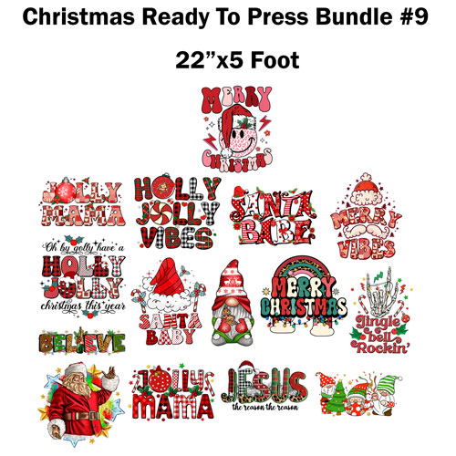 Christmas Ready to press transfer Bundle #1 Sublimation or DTF 22