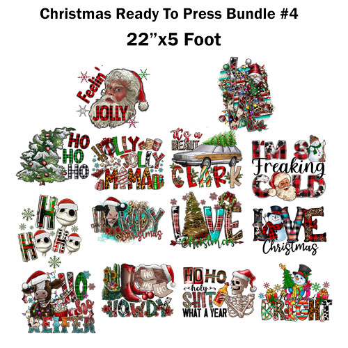 Christmas Ready to press transfer Bundle #6 Sublimation or DTF 22x5 foot  roll