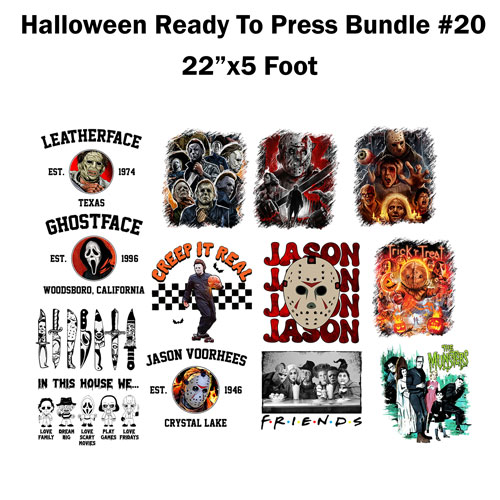 Halloween Ready to press transfer Bundle #10 Sublimation or DTF 22×5 foot  roll