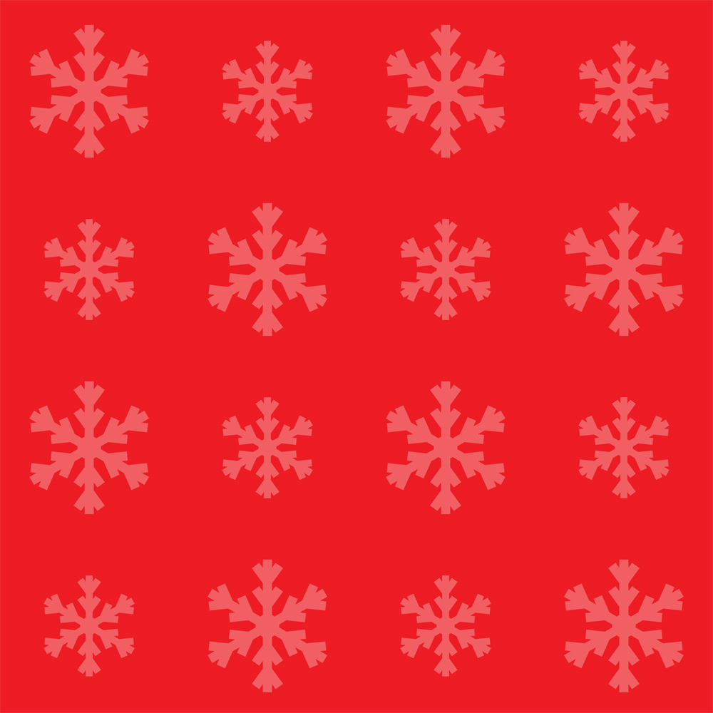 Red snowflakes with a red stitch border printed on 5/8 white